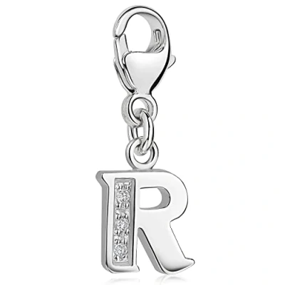 Abbildung von Materia Buchstabe R Anhänger Silber 925 mit 3 Zirkonia Alphabet Charms C68