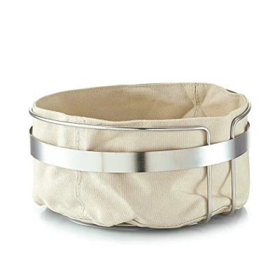 Abbildung von Zeller 27248 Brotkorb mit Beutel, Metall/Baumwolle, beige, 22 x 10,8 cm, small
