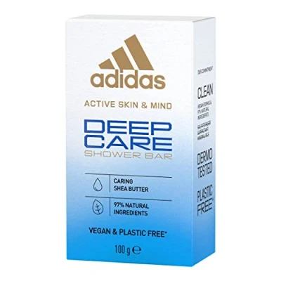 Abbildung von adidas Deep Care feste Dusche für sie, mit reichhaltiger Sheabutter, sanfte Pflege sensible Haut, vegan, 100 g