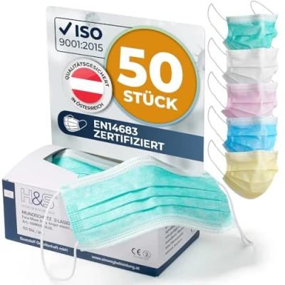 Abbildung von ISC Hygiene &amp; Safety OP Vlies Mundschutz Maske (50 Masken mit Elastikband in Komfortlänge, 3 lagig, 100% PP, Nasenbügel, glasfaserfrei, latexfrei, lagig grün
