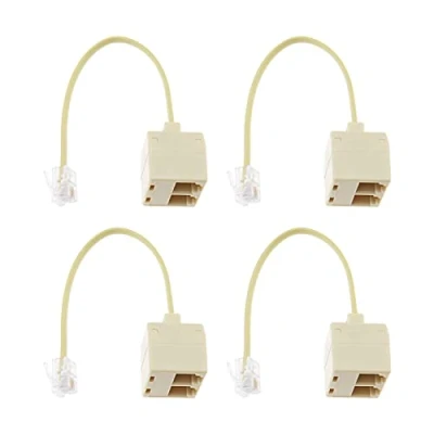 Abbildung von YINETTECH 4 Stück Zwei Wege Telefon Splitter Stecker auf Buchse Konverterkabel RJ11 6P4C Telefonleitung Konverter Kabel für Festnetz