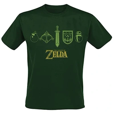 Abbildung von Henry Tiger Nintendo Legend OF Zelda Icons Tshirt print, Herren, Größe: Small, Bottle green