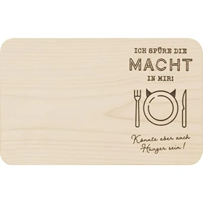 Abbildung von GRUSS &amp; CO Holzbrettchen Motiv &quot;Macht&quot; Schneidebrettchen aus Ahornholz, mit eingebranntem Text, 24 cm x 15 1 Brotzeit, Frühstück, Kochen, Geschenk 48070