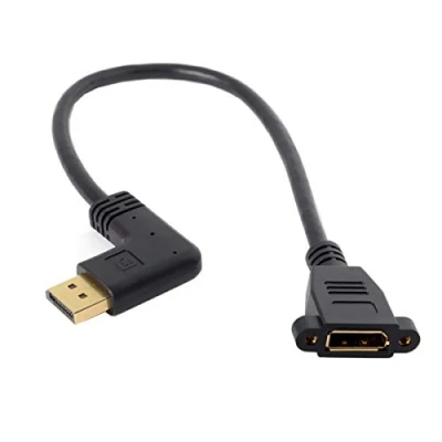 Abbildung von chenyang DP 1.2 Verlängerungskabel DisplayPort Stecker auf Buchse 90 Grad links abgewinkeltes 4K 60hz