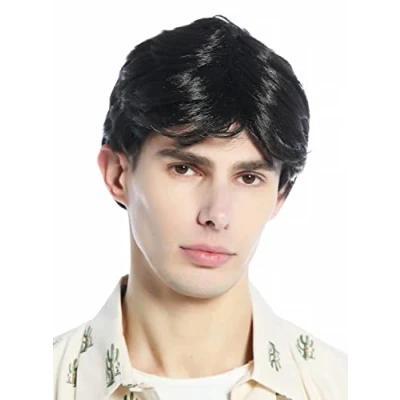 Abbildung von WIG ME UP 210329 P1 Perücke Damen Herren Fasching Karneval kurz schwarz Scheitel gescheitelt glatt
