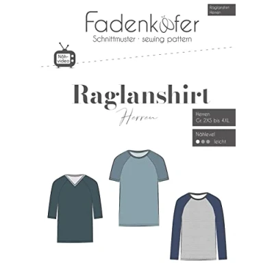 Abbildung von Papierschnittmuster Raglanshirt Herren
