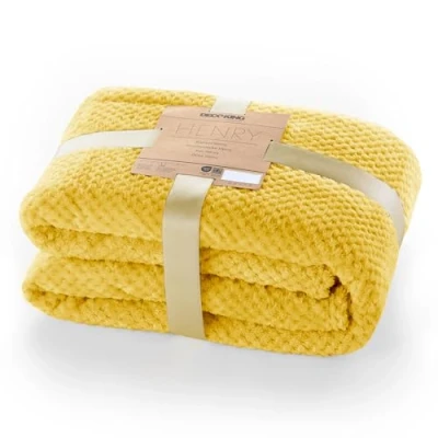Abbildung von DecoKing Kuscheldecke 150x200 cm senfgelb Decke Microfaser Wohndecke Tagesdecke Fleece weich sanft kuschelig skandinavischer Stil gelb Henry