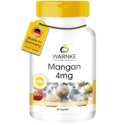 Abbildung von Mangan 4mg Mangangluconat Kapseln vegan &amp; hochdosiert 90 Warnke Vitalstoffe Deutsche Apothekenqualität