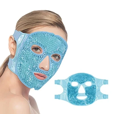 Abbildung von CAM2 Kühlmaske Gesicht,Augenmaske Kühlend,Gel Gesichtsmaske,Wiederverwendbare Gelperlen Augenmaske für Geschwollene Augen,Tränensäcke(Blau)