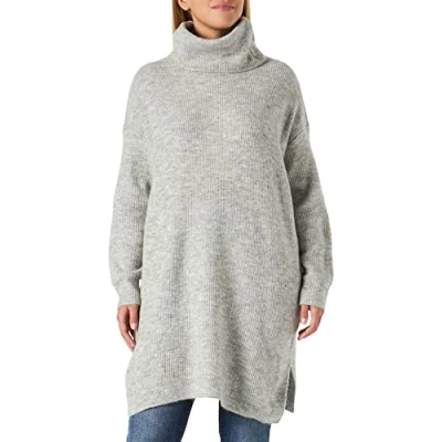 Abbildung von Vila Damen Vicilia Rollneck L/S Knit Tunic/Su noos Pullover, Light Grey Melange, XS EU