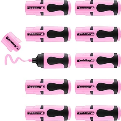 Abbildung von edding 7 Mini Textmarker pastellrosa 10 highlighter pens Keilspitze 1 3 mm klein in trendigen Farben für Bullet Journal, Schule, Uni oder Büro