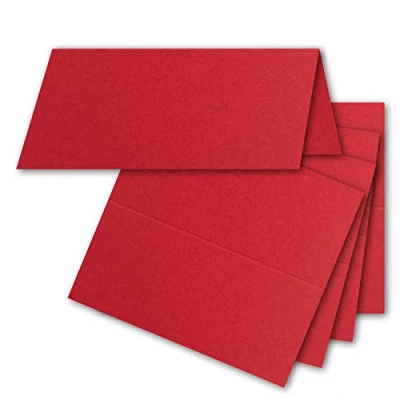 Abbildung von FarbenFroh by GUSTAV NEUSER 50x Tischkarten in Rosenrot (Rot) 4,5 x 10 cm blanko Doppel Karten als Platzkarten und Namenskarten für Hochzeit Feste