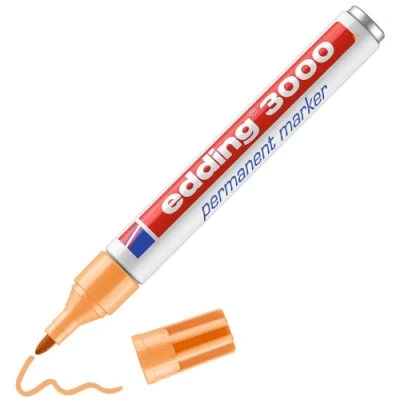 Abbildung von edding 3000 Permanentmarker hell orange 10 Stifte Rund Spitze 1,5 3 mm schnell trocknender Permanent Marker wasserfest, wischfest für Karton, Kunststoff, Holz, Metall Universalmarker