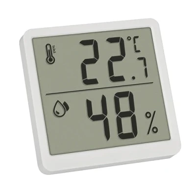Abbildung von TFA Dostmann Digitales Thermo Hygrometer Innen, 30.5059.02, Thermometer und Luftfeuchtigkeit, Raumthermometer, für Raumklimakontrolle, Magentisch zum Stellen, Luftfeuchtigkeitsmessgerät, weiß