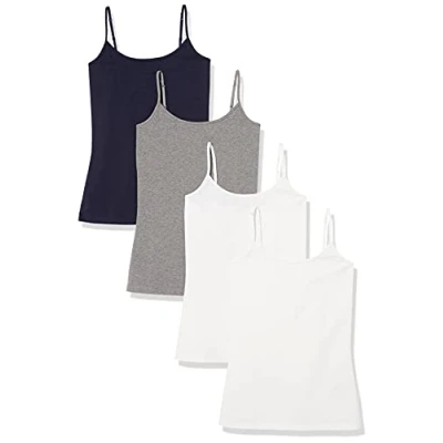 Abbildung von Amazon Essentials Damen Mieder mit schmaler Passform, 4er Pack, Kohlegrau Meliert/Marineblau/Weiß, S