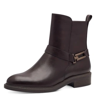 Abbildung von Tamaris Damen Stiefelette Blockabsatz Vegan; MAHOGANY, EU 38