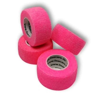 Abbildung von LisaCare Pflaster selbsthaftend elastisches, wasserfestes, staub fett und schmutzabweisendes Neonpink 4 Rollen á 2,5cm x 4,5m