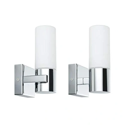 Abbildung von Paulmann 70354 Wandleuchten Gemini Wandstrahler IP44 ohne Leuchtmittel E14 Sockel max. 2x20W Flurlicht 2er Pack Chrom Satin Metall Glas, Klar