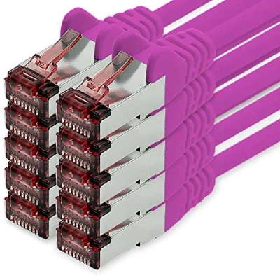 Abbildung von Cat6 Netzwerkkabel 10 X 1m magenta Ethernetkabel Lankabel Lan Netzwerk Kabel Sftp Pimf Patchkabel 1000 Mbit s