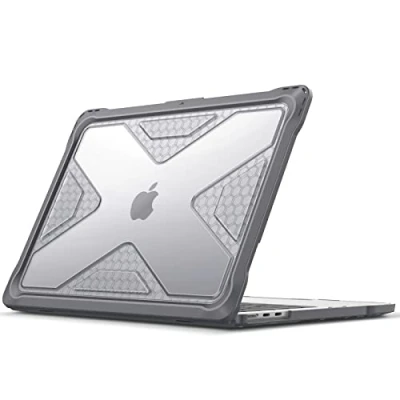 Abbildung von Fintie Hülle Kompatibel mit MacBook Air M3 M2 13,6&quot; (2024 2022) A3113 A2681 Ganzkörper Rugged Hybrid Schutzhülle TPU Stoßstange Case 13.6 Zoll, Grau