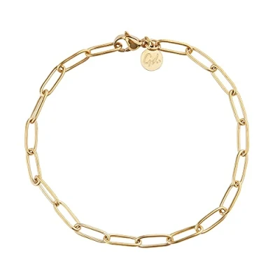 Abbildung von GD GOOD.designs Gliederarmband Gold für Damen mit 18K Vergoldung Wasserfest Feingliedrige Armkette aus Edelstahl I Größenverstellbare Gliederkette