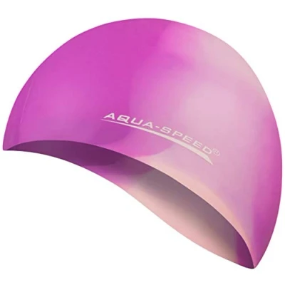 Abbildung von Aqua Speed Bunt Badekappe + Kleines Mikrofaserhandtuch Damen &amp; Herren Silikon Bademütze elastische Badehaube aus wasserdichte Schwimmhaube für Erwachsene Kinder 57. / 65