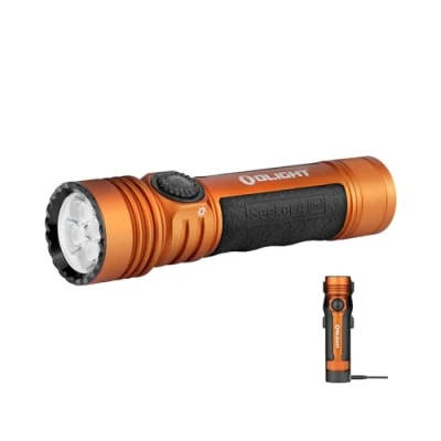 Abbildung von OLIGHT Seeker 4 Pro LED Taschenlampe mit Holster, 4600 Lumen 260 Meter, USB C Wiederaufladbare 15 Tage Akkulaufzeit, Tragbare für den Alltag,Outdoor(Orange Kaltweiß)