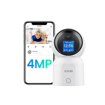 Abbildung von ZOSI 2,5K 4MP WLAN Innen Überwachungskamera mit Monitor, 360 Schwenkbare Kamera Indoor für Baby, 2,4/5Ghz WiFi, KI Personenerkennung, Auto Tracking, Gesture Call, C519M