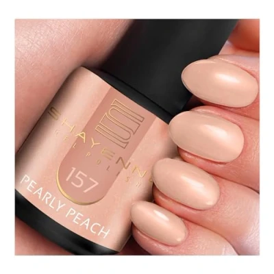 Abbildung von SHAYENNE MADE in GERMANY Shellac Gel Nagellack 15 ml für UV LED Lampe 157 Pearly Peach Orange Nail Polish for Lamp Nagel Lack Gellack Nagelgel