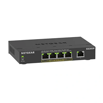 Abbildung von NETGEAR 5 Port Gigabit Ethernet Unmanaged PoE+ Switch (GS305P): mit 4 bei 63 W, Desktop oder Wandbefestigung