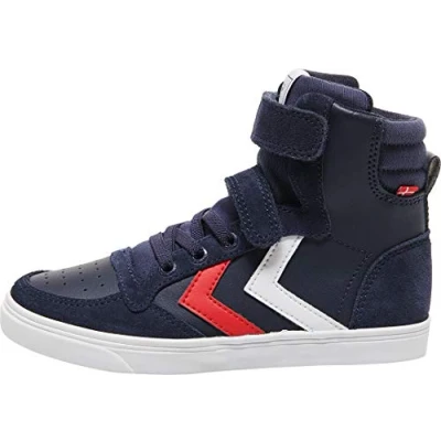 Abbildung von Hummel Unisex Kinder Slimmer Stadil Leather High Jr Hohe Sneaker, Peacoat, 40 EU
