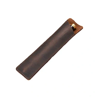 Abbildung von Daimay Crazy Horse Leder Stift Etui Handgemachte Brunnen Stiftetui Schutzhülle für Kugelschreiber, Stylus Touch Pen Braun