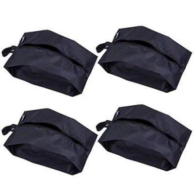 Abbildung von MISSLO Tragbare Nylon Schuhbeutel Reise, StaubgeschüTzte Schuhtasche mit ReißVerschluss schuhsack für Schuhe, Turnschuhe, Schwarz, 4 Stück