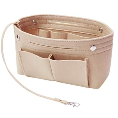 Abbildung von Soyizom Filz Handtasche Organizer Bag in Bag,Innentaschen für Handtaschen mit Schlüsselkette Speedy Neverfull,8 Farben(Beige,Groß)