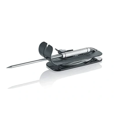 Abbildung von SEVERIN SEVO Kernthermometer für punktgenaues Grillen, digitales Fleischthermometer als Zubehör den Elektrogrill, Bratenthermometer auch Steak und Fisch geeignet, Edelstahl, ZB 8126