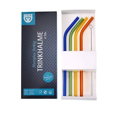 Abbildung von GRÄWE Trinkhalm Set 5 TLG, Hartglas, bunt