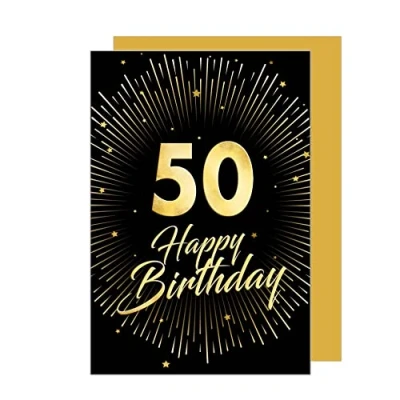 Abbildung von Edition Seidel Premium Glückwunschkarte zum 50. Geburtstag mit Umschlag. Geburtstagskarte Grusskarte Billet Karte Happy Birthday Mann Frau (GZ345 50 SW023)