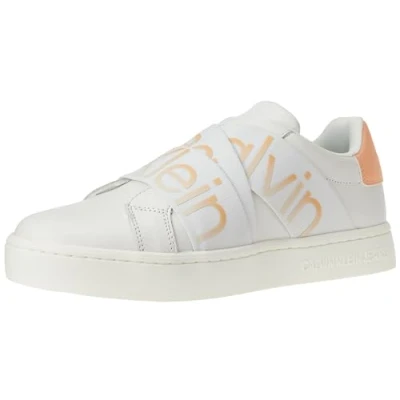 Abbildung von Calvin Klein Jeans Damen Cupsole Sneaker Classic Elast Lth Schuhe, Mehrfarbig (Bright White/Apricot Ice), 41 EU
