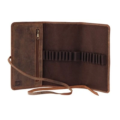 Abbildung von Greenburry Vintage Federmäppchen Leder Schlampermappe Braun 19,5x10x2,5 cm