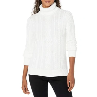 Abbildung von Amazon Essentials Damen Leichter Rollkragenpullover Mit Zopfmuster (Erhältlich In Übergröße), Weiß, S