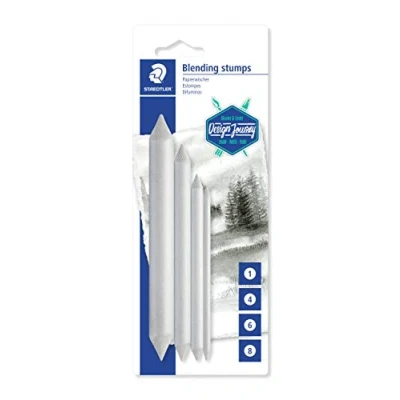 Abbildung von STAEDTLER 5426 S BK4ST Papierwischer, für alle verwischbaren Zeichenmaterialien, spitzbar mit Sandpapier, Blisterkarte 4 Papierwischern in verschiedenen Größen, BK4