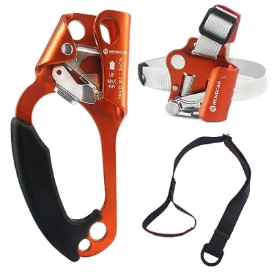 Abbildung von NewDoar UIAA &amp; CE zertifizierte Handsteigklemme Seilklemme Ascension Kletterbaum Baumpfleger Abseilen Ausrüstung für 8 13 mm Seil Anzug Linke Orange