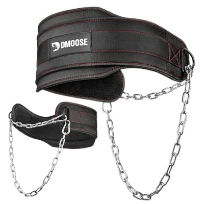 Abbildung von DMoose Dip Gürtel mit Kette 36&quot; Heavy Duty Stahlkette, Comfort Fit gewichtsgürtel, Double Stitching Maximieren Sie Ihre Gewichtheben, Bodybuilding Workouts, Kniebeugengürtel für herren und damen