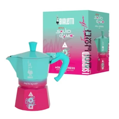 Abbildung von Bialetti Moka Express Squid Game© 3 Tassen, Verbrühungssicherer Griff, Nicht für Induktion geeignet, 130 ml, Aluminium