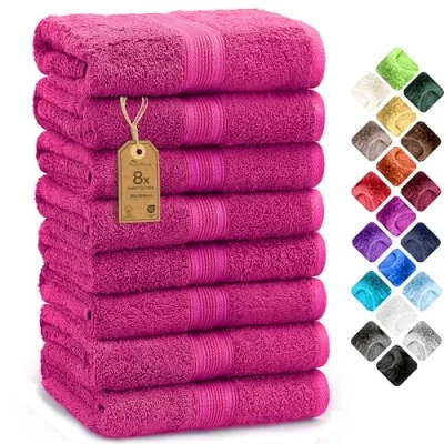 Abbildung von NatureMark 8er Pack Frottier Handtücher 50x100cm, 100% Baumwolle, Pink, 50 x 100 cm