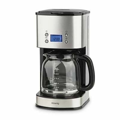 Abbildung von H.Koenig MG30 Kaffeefiltermaschine / 12 20 Tassen 1,5 L LCD Bildschrim programmierbar silber