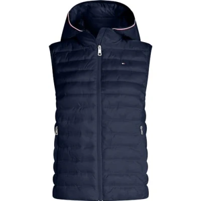 Abbildung von Tommy Hilfiger Damen LW Padded GLOBAL Stripe Vest WW0WW42051 Weste, Blau (Desert Sky), S
