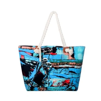 Abbildung von DonDon Badetasche XXL Familie Strandtasche Damen mit Reißverschluss Beach Bag groß Abstract Art