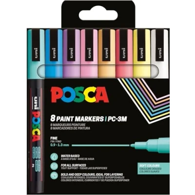 Abbildung von POSCA 186552 Marker Set, 8 Acrylstifte PC 3M, Permanent 0,9 1,3 mm Rundspitze
