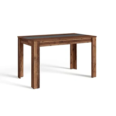Abbildung von byLIVING Esszimmertisch NORI/Altholz Optik dunkel braun/Mittelplatte anthrazit/kompakter Küchentisch/Esstisch 140 cm breit/Tisch 18 mm Dicke Tischplatte / x 80, H 75